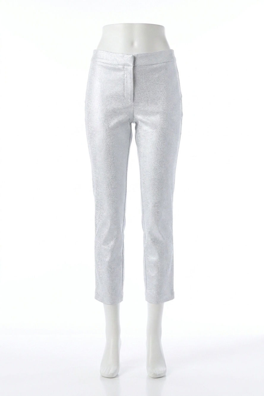 NEW JOSEPH RIBKOFF avril animal print pull-on jeans in white and silver